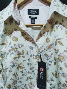 Blusa | Camisa de Vestir con Manga Larga - Color Crema y Estampado Francés - Talla Chica