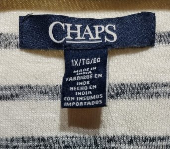 Sudadera de Mujer con Gorro - Cuello V con Cordones - Color Crema con Rayas Azul Marino - Talla EG