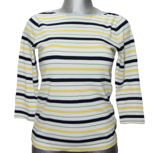 Blusa Manga Larga de Mujer - Rayada y Cuello Tipo Ojal