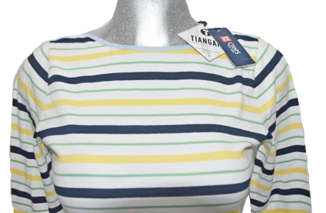 Blusa Manga Larga de Mujer - Rayada y Cuello Tipo Ojal